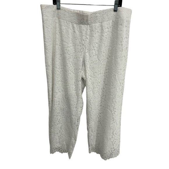 Isaac Mizrahi Live! Lace Pull On Pants White Sz XL Petite Elastic Waist Boho - Picture 1 of 10